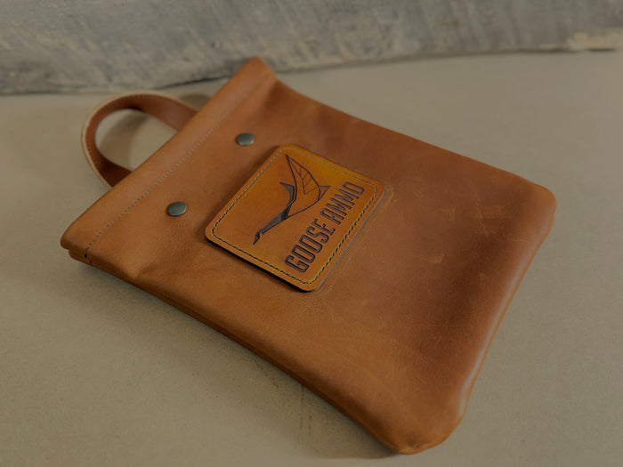 HANDMADE LEATHER AMMO BAG - LIGHT BROWN - GOOSE PATCH