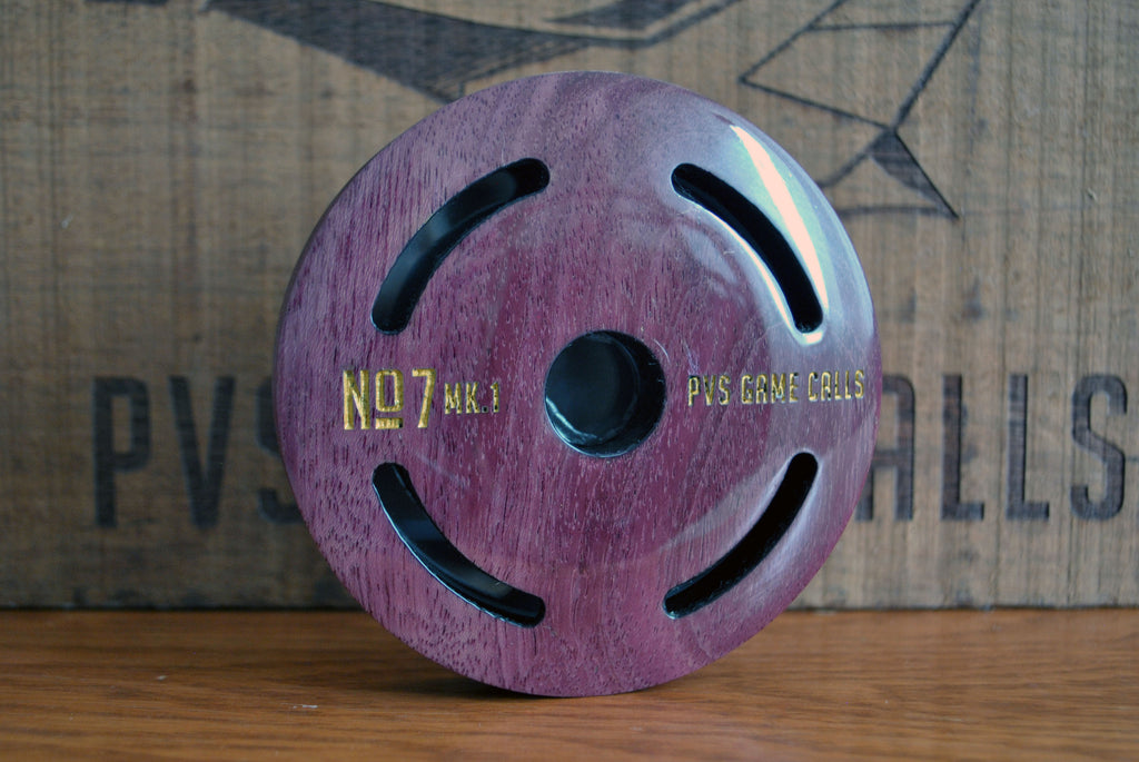 N0.7 Turkey Pot Call. Slate Over Glass -  Purple Heart