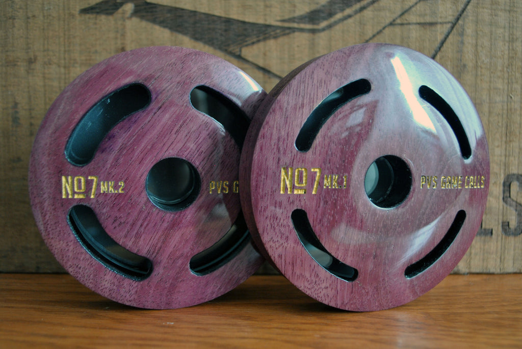 N0.7 Turkey Pot Call. Slate Over Glass -  Purple Heart