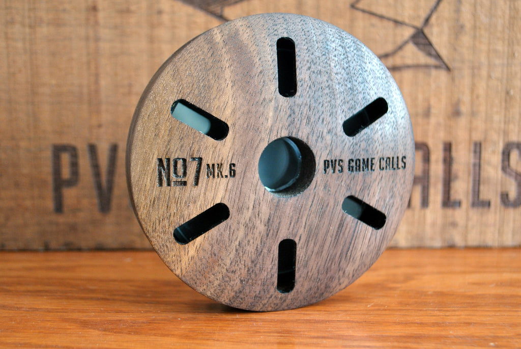 N0.7 Turkey Pot Call. Aluminum Over Glass -  Walnut Oil Finish